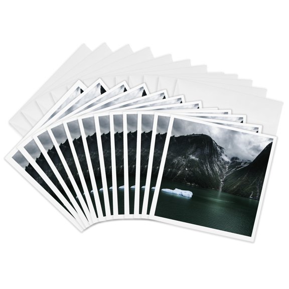 3drose, Overcast Day as Glacier Ice Floats By, 12 Greeting Cards with Envelopes