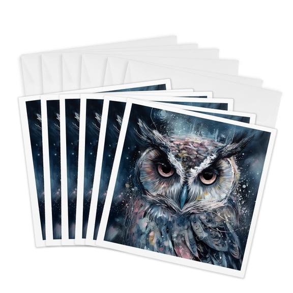 3drose, Owl, 6 Greeting Cards with Envelopes