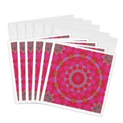3drose, P nk Lilac and Mauve Doodle with White Lines, 6 Greeting Cards with Envelopes