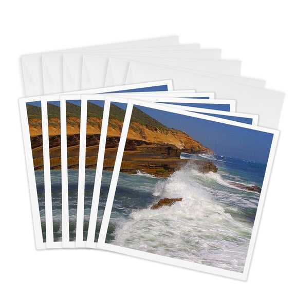 3drose, Pacific Coastal Waves, 6 Greeting Cards with Envelopes