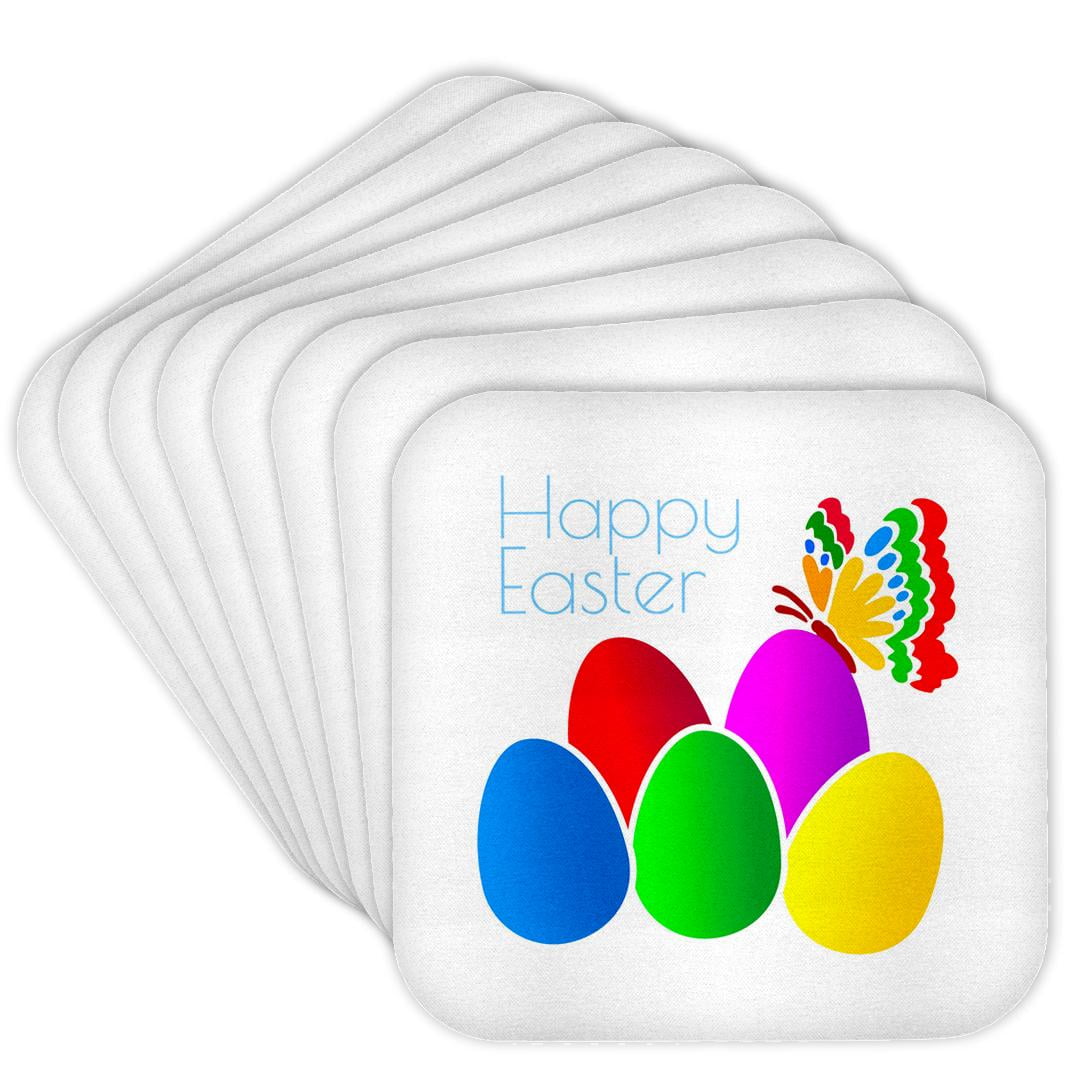 3drose Painted Easter Eggs Colorful Butterfly Text Happy Easter on