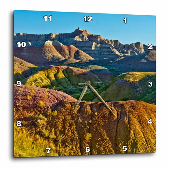 3drose, Painted Hills Landscape, Badlands Np, South Dakota, Usa, 10x10 Wall Clock