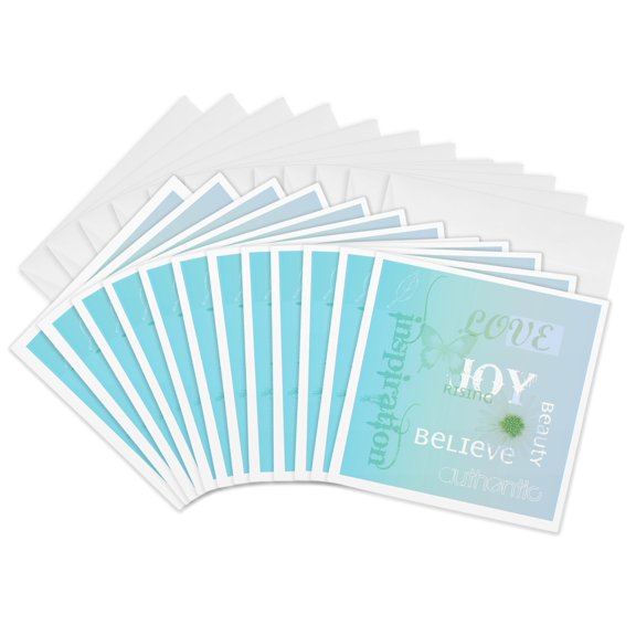 3drose, Painted Sky Joy Rising- Inspirational Words- Motivational, 12 Greeting Cards with Envelopes