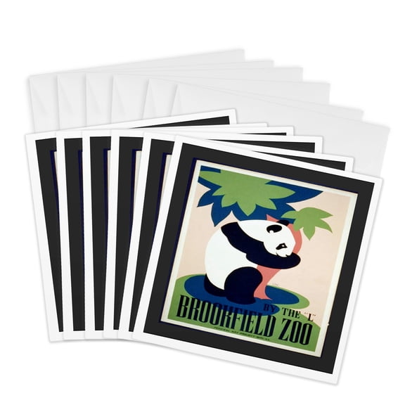 3drose, Panda Wpa Poster, 6 Greeting Cards with Envelopes