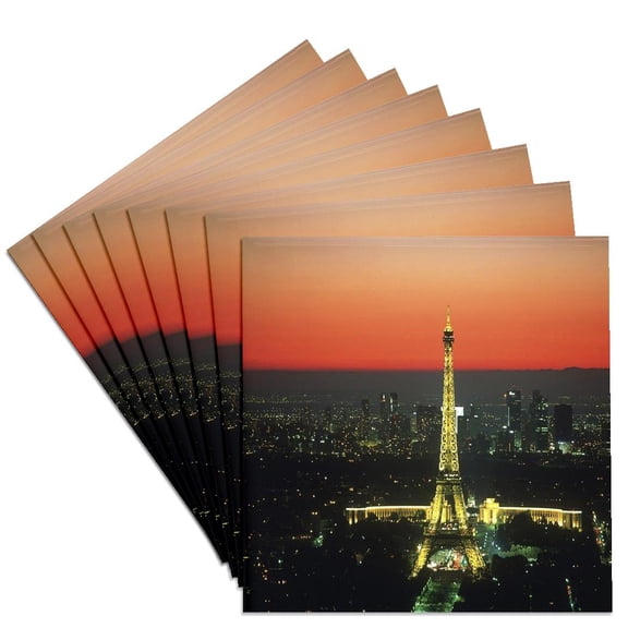 3drose, Paris at Sunset, Set of 8 Ceramic Tile Coasters
