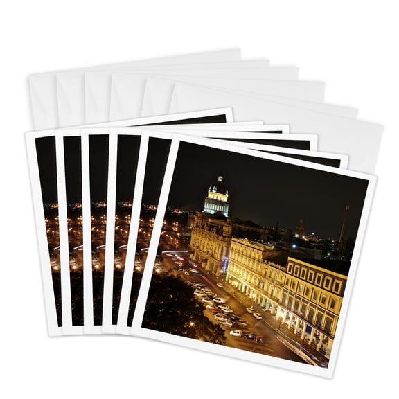 3drose, Parque Central and El Capitolio in Old Havana, 6 Greeting Cards with Envelopes