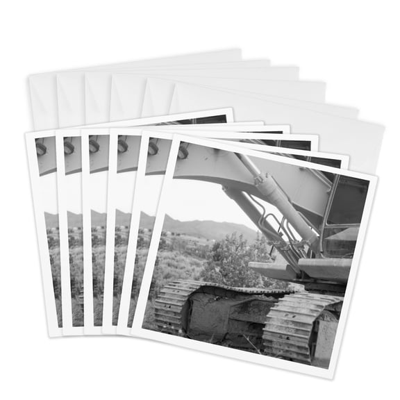 3drose, Part of a Unsaturated Tractor in a Field Taken up Close, 6 Greeting Cards with Envelopes