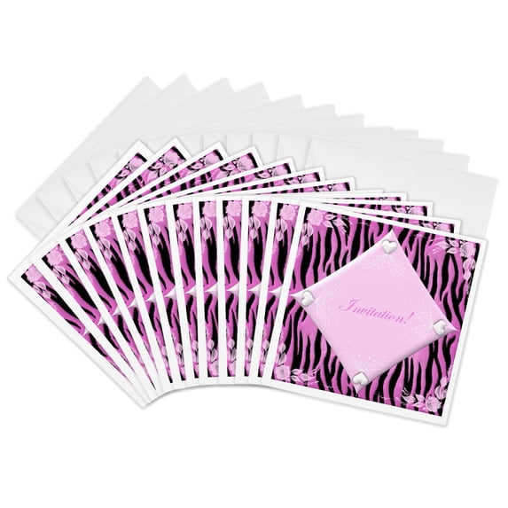 3drose, Party Invitation, 12 Greeting Cards with Envelopes