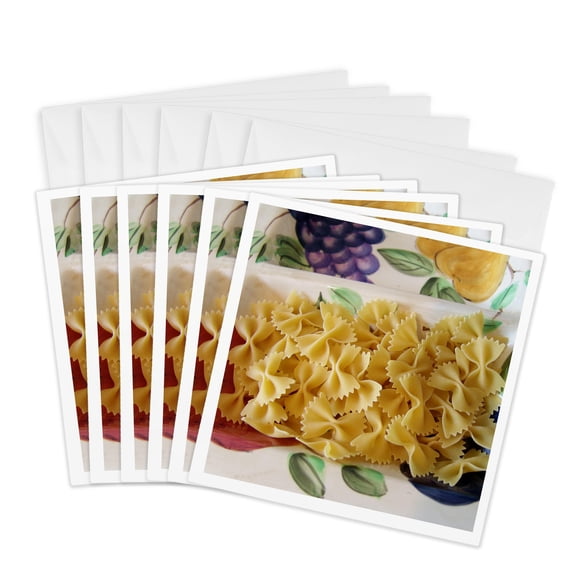3drose, Pasta in a Dish, 6 Greeting Cards with Envelopes