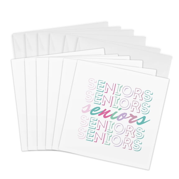 3drose, Pastel Color Seniors Remembrance, 6 Greeting Cards with Envelopes
