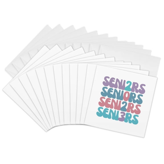 3drose, Pastel Color Smiley Seniors Remembrance, 12 Greeting Cards with Envelopes