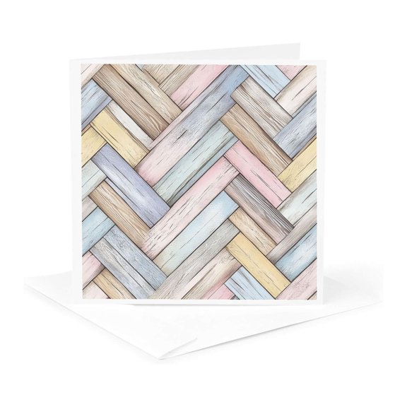 3drose, Pastel Image of Chevron Wood Pattern, 1 Greeting Card with Envelope
