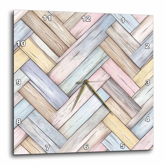 3drose, Pastel Image of Chevron Wood Pattern, 10x10 Wall Clock
