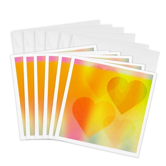 3drose, Pastel Large Hearts- Lovable Art, 6 Greeting Cards with Envelopes