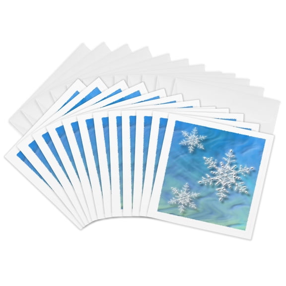 3drose, Pastel Snowflakes, 12 Greeting Cards with Envelopes