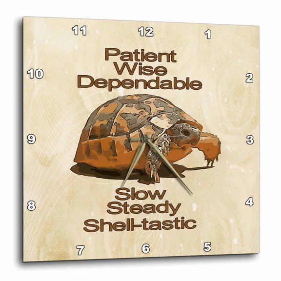 3drose, Patient Wise Dependable Slow Steady Shelltastic Fathers Day Greeting, 10x10 Wall Clock