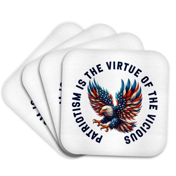 3drose, Patriotism Is the Virtue of the Vicious. American Eagle, Flag. Gift, Set of 4 Coasters - Soft