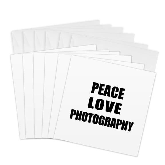 3drose, Peace Love Photography - Things That Make Me Happy - Photographer Gift, 6 Greeting Cards with Envelopes
