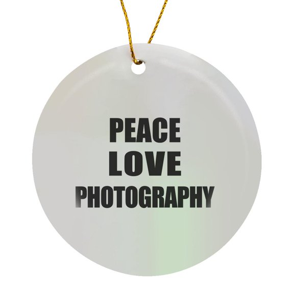 3drose, Peace Love Photography - Things That Make Me Happy - Photographer Gift, Circle Porcelain Ornament