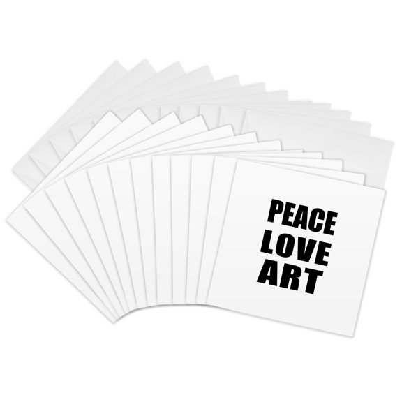 3drose, Peace Love and Art - Things That Make Me Happy - Artist Gift, 12 Greeting Cards with Envelopes