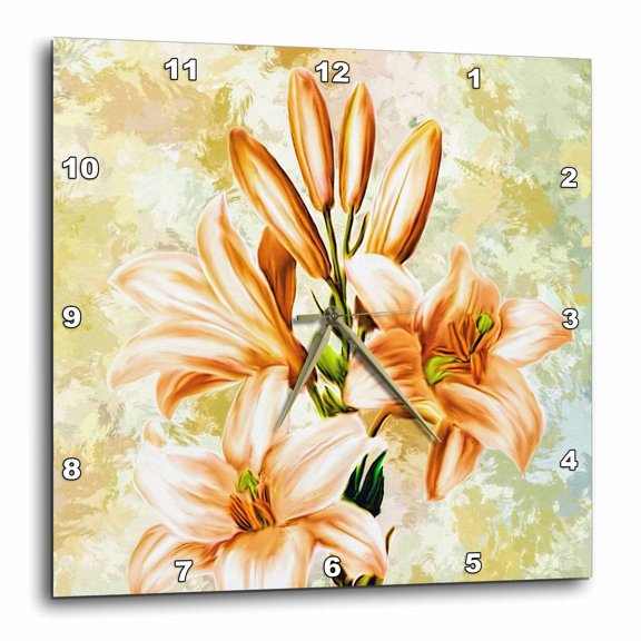 3drose, Peach Irises, 10x10 Wall Clock