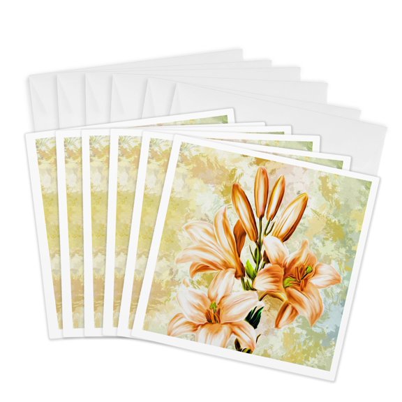 3drose, Peach Irises, 6 Greeting Cards with Envelopes