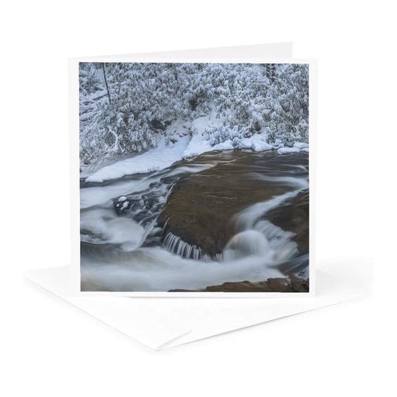 3drose, Pennsylvania, Delaware Water Gap. Stream and Winter Forest., 1 Greeting Card with Envelope
