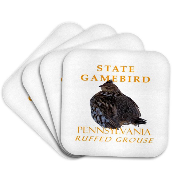 3drose, Pennsylvania Territory Game Bird Ruffed Grouse, Set of 4 Coasters - Soft