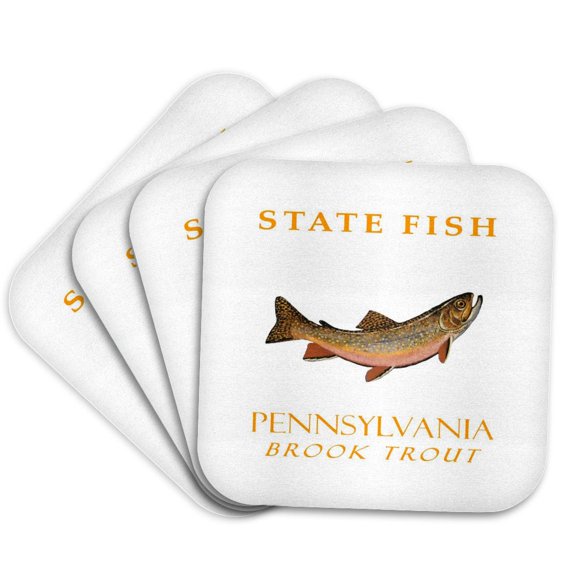 3drose, Pennsylvania Territory Game Fish the Brook Trout, Set of 4 Coasters - Soft
