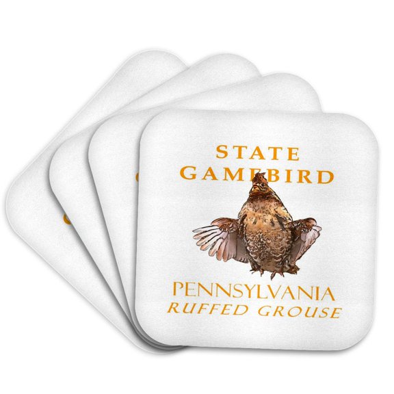 3drose, Pennsylvania Territory Gamebird Ruffed Grouse, Set of 4 Coasters - Soft