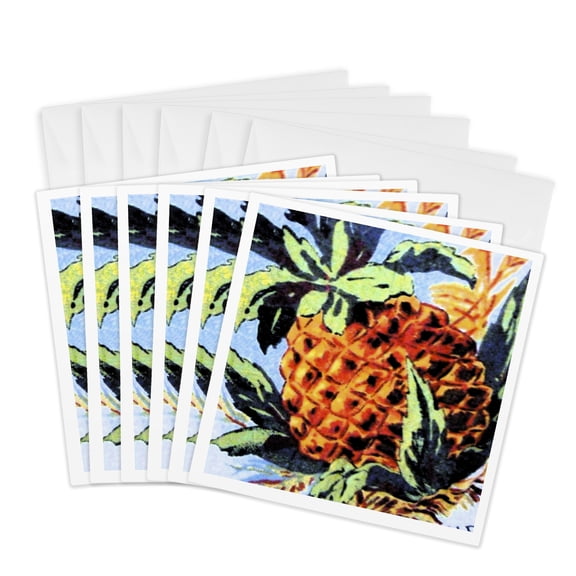 3drose, Perky Pineapple, 6 Greeting Cards with Envelopes