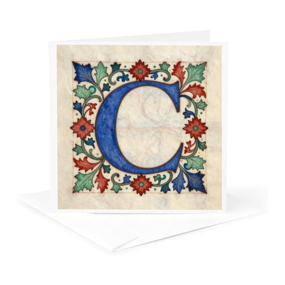 3drose, Personalized Illuminated Letter C, 1 Greeting Card with Envelope