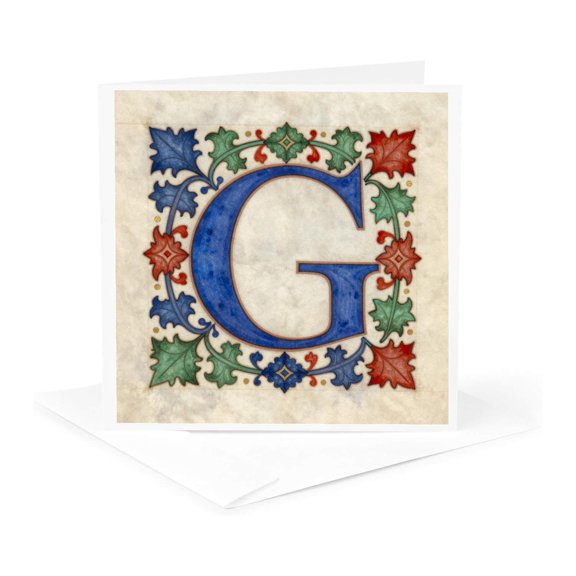 3drose, Personalized Illuminated Letter G, 1 Greeting Card with Envelope