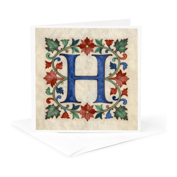 3drose, Personalized Illuminated Letter H, 1 Greeting Card with Envelope