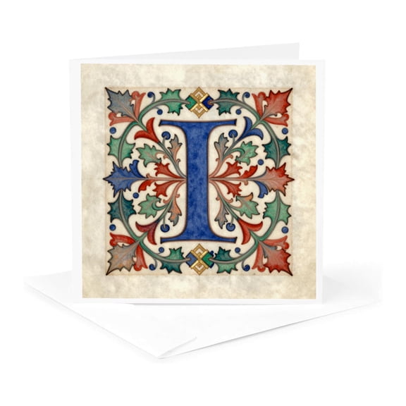 3drose, Personalized Illuminated Letter I, 1 Greeting Card with Envelope
