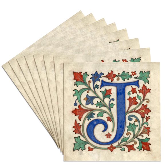 3drose, Personalized Illuminated Letter J, Set of 8 Ceramic Tile Coasters