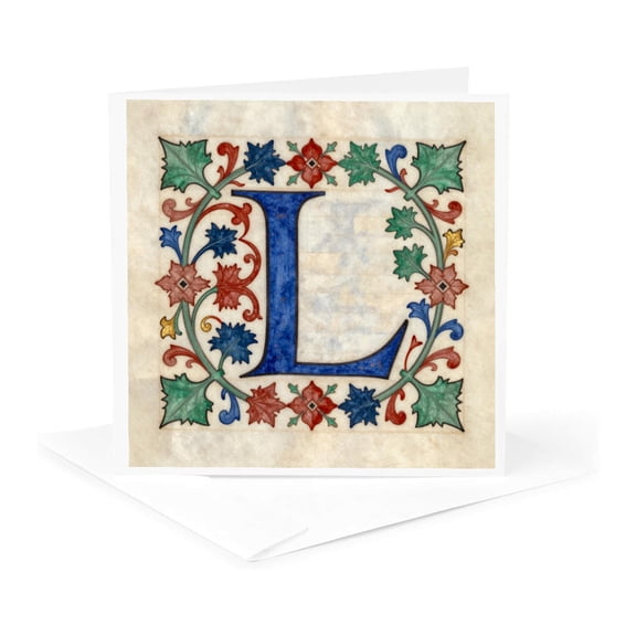3drose, Personalized Illuminated Letter L, 1 Greeting Card with Envelope