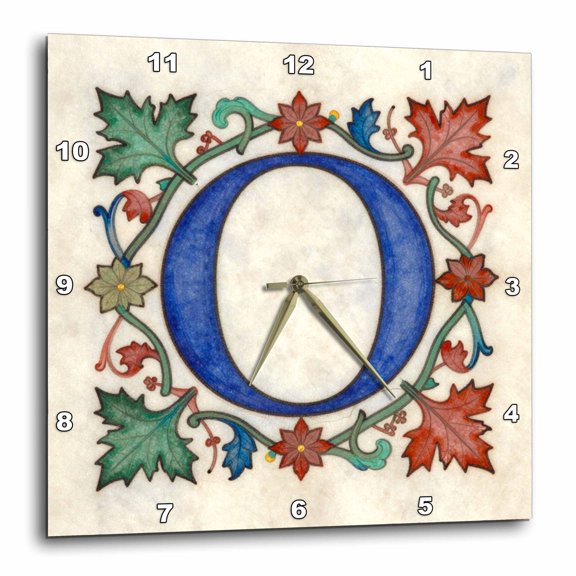 3drose, Personalized Illuminated Letter O, 15x15 Wall Clock