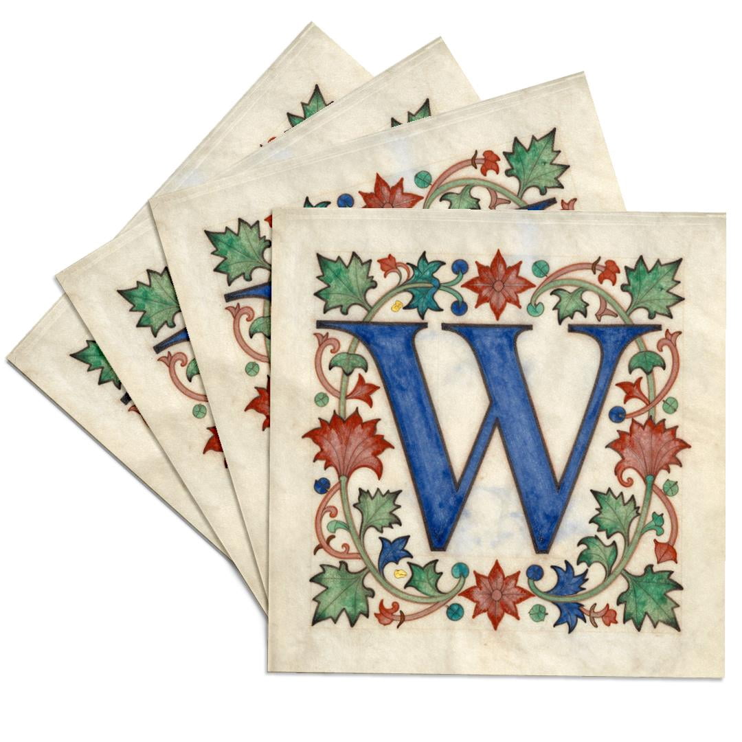 3drose, Personalized Illuminated Letter W, Set of 4 Ceramic Tile ...