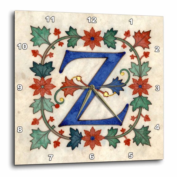 3drose, Personalized Illuminated Letter Z, 10x10 Wall Clock