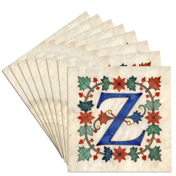 3drose, Personalized Illuminated Letter Z, Set of 8 Ceramic Tile Coasters