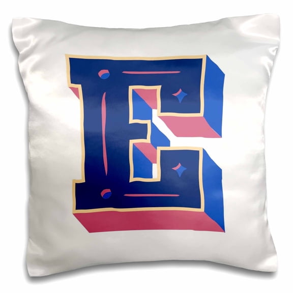 3drose, Personalized Initial Letter E 3d Blue, 16x16 inch Pillow Case