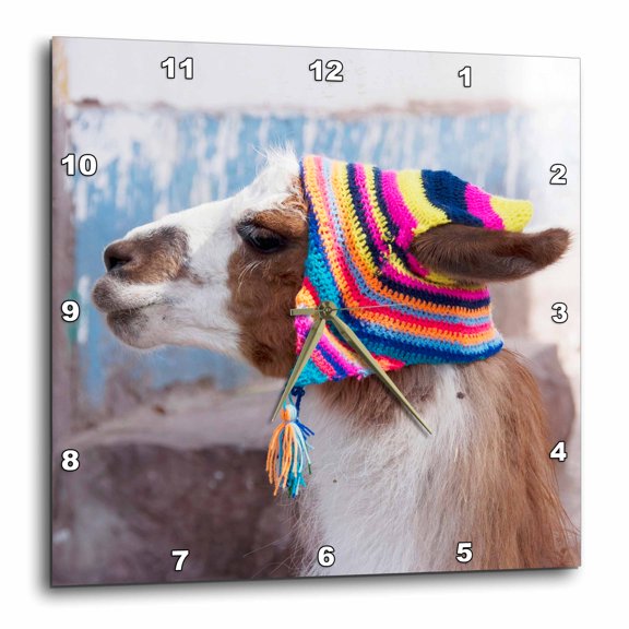 3drose, Peru, Llama in a Village - Sa17 Jri0005 - Jutta Riegel, 15x15 Wall Clock