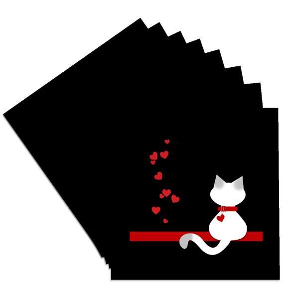 3drose, Pet Lovers Red Hearts Siamese Kitty Cat, Set of 8 Ceramic Tile Coasters