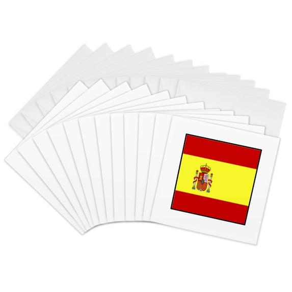 3drose, Photo of Spain Flag Button, 12 Greeting Cards with Envelopes