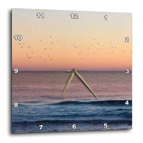 3drose, Photo of a Flock of Seagulls Flying at Sunrise at the Jersey Shore., 10x10 Wall Clock