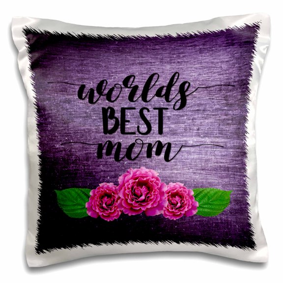 3drose, Photograph of Pink Angel Face Roses with Worlds Best Mom., 16x16 inch Pillow Case