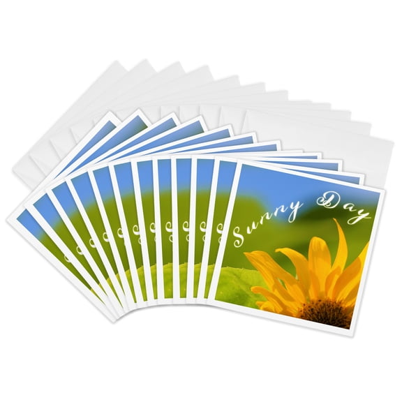 3drose, Photograph of the Corner of a Whimsical Sunflower. Its a Sunny Day., 12 Greeting Cards with Envelopes