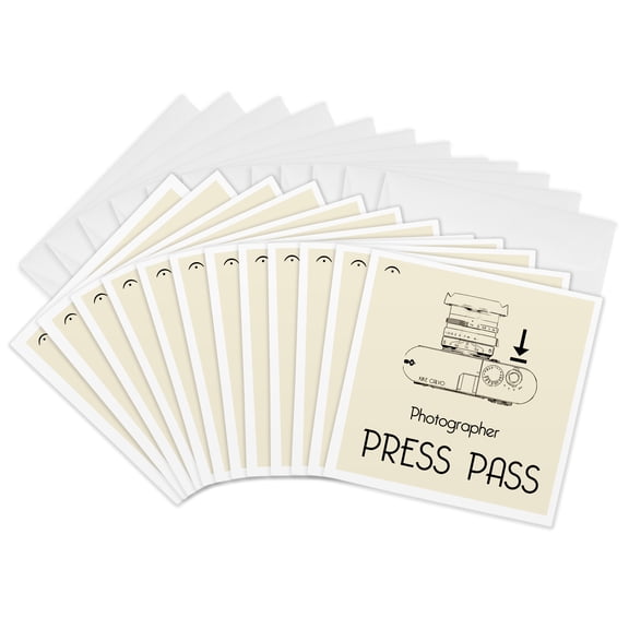 3drose, Photographer Press Pass, 12 Greeting Cards with Envelopes