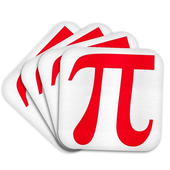 3drose, Pi Symbol, Red, Set of 4 Coasters - Soft